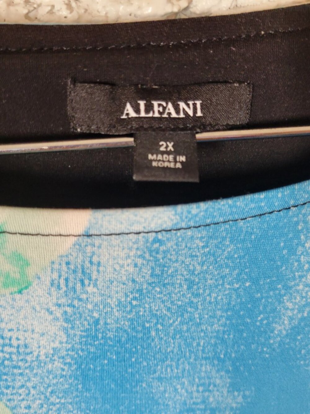 Alfani Asymmetric Tunic Womens 2X Black Blue Floral 3/4 Sleeve Casual FLO283E - Picture 9 of 11